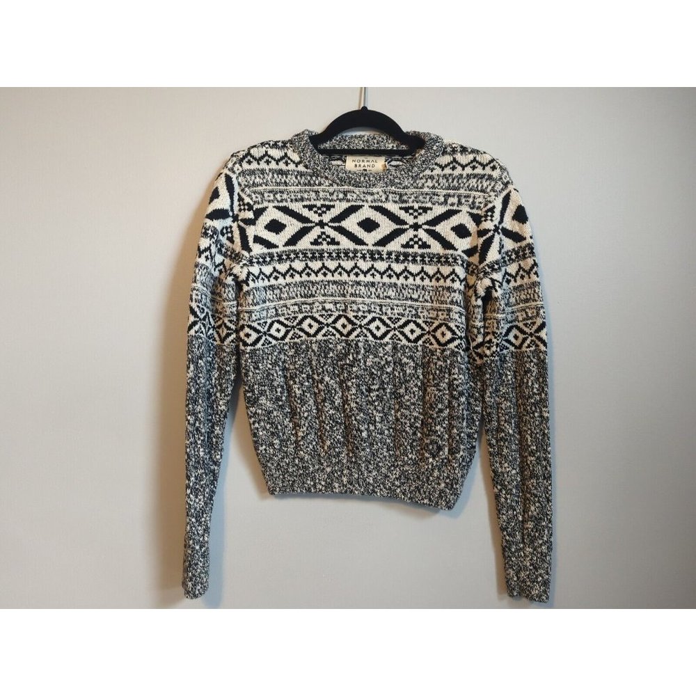 The Normal Brand 100% Cotton Knit Sweater Fair Isle Fishermen's Sz XS Women's
